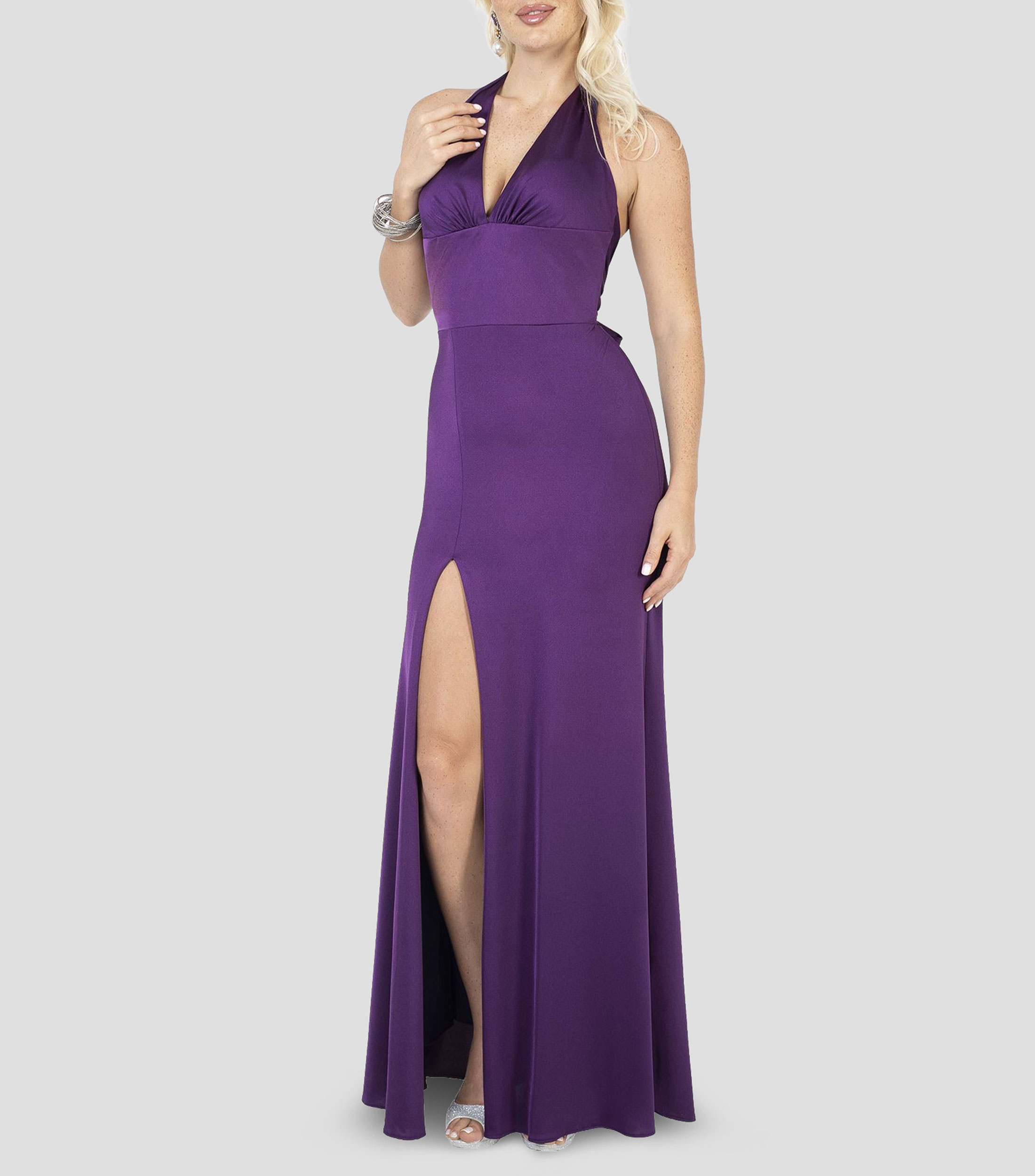 Vestido de fiesta largo liso Mujer
